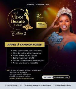 Lire la suite à propos de l’article Miss Beauté Togo 2025 : Appel à candidatures